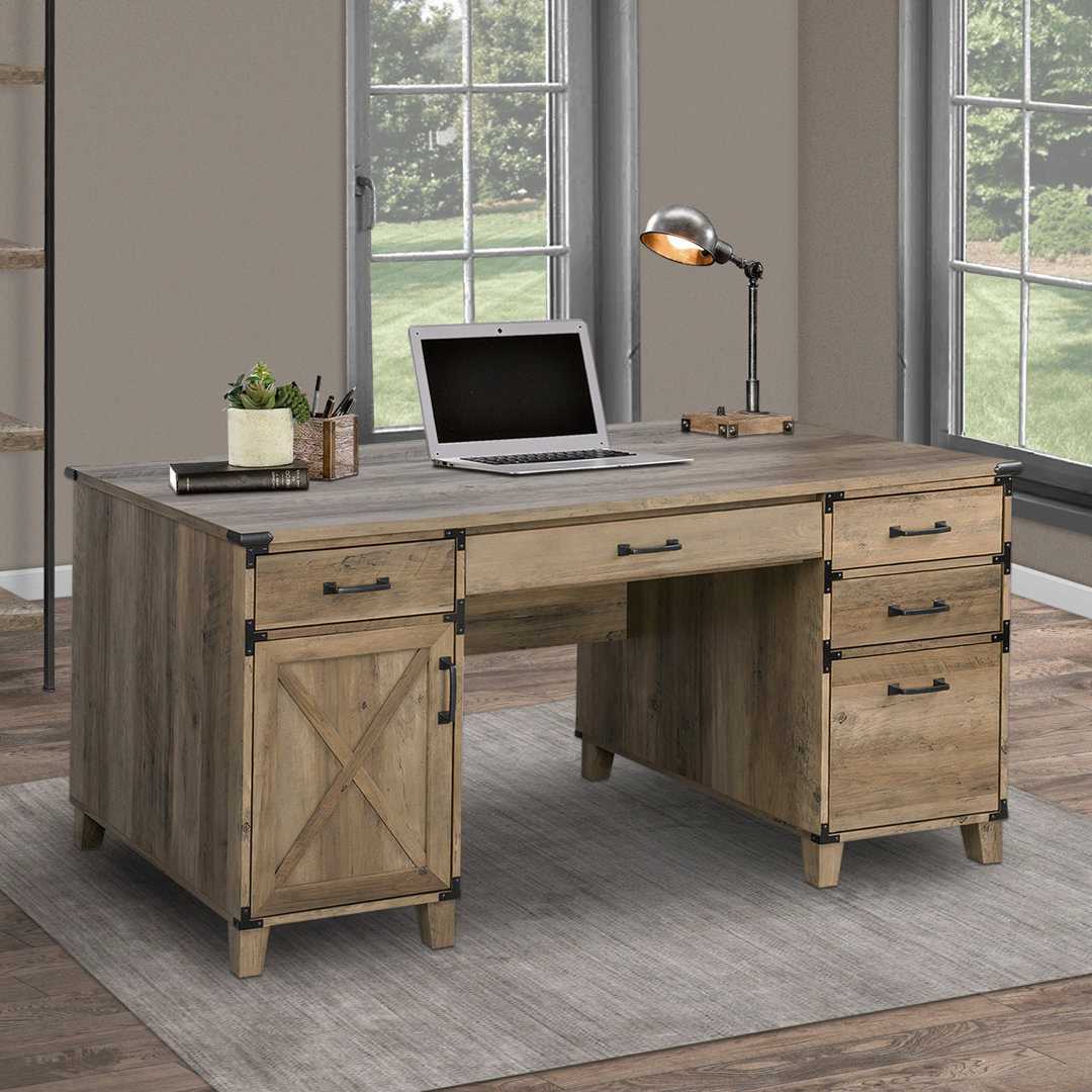 Nguyen 59'' Farmhouse Executive Desk with Drawers